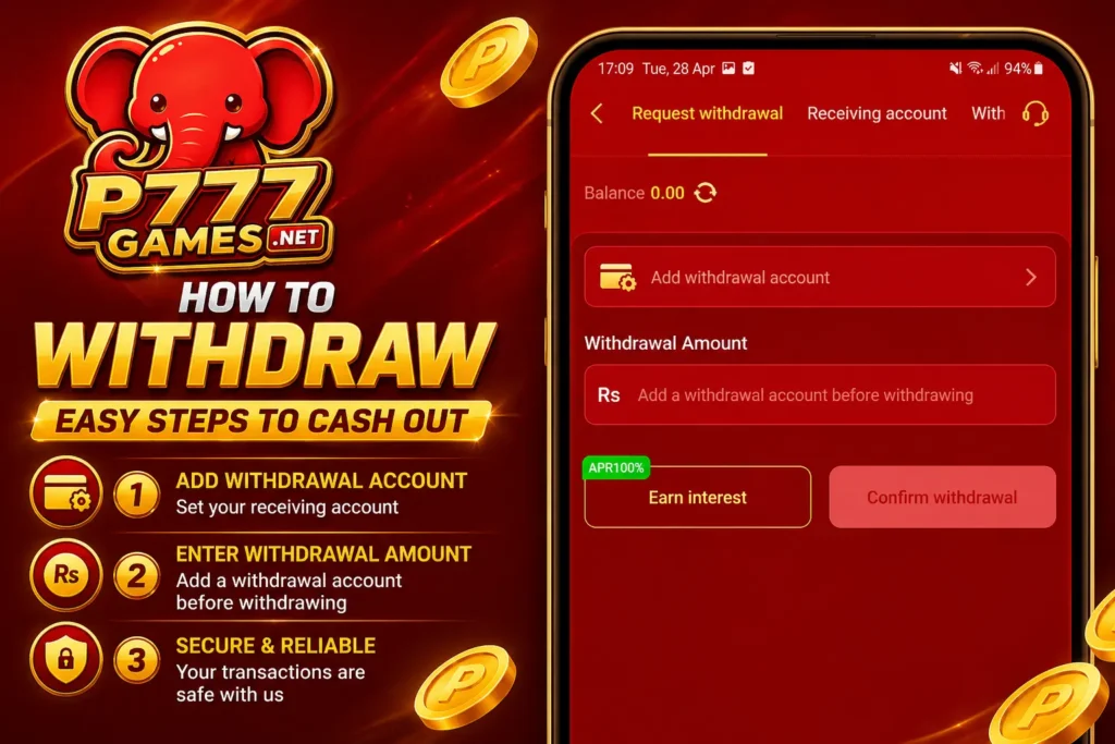 P777games withdrawal method