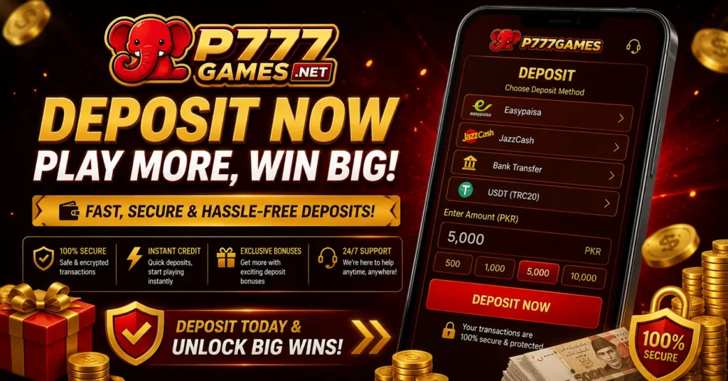 Deposit method of P777 Games